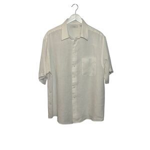 European Turnbury 100% linen white button down shirt - L